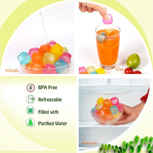 Reusable Ice Cube Plastic Ice Cubes 65 Pack Colorful Refreezable Ice Cubes fo... - Picture 3 of 6