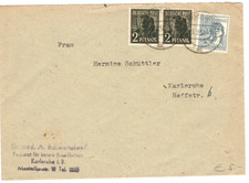ALLIIERTE BESATZUNG, Gesch&auml;ftspapiere aus KARLSRUHE (BADEN) 1ac, 3.2.47 (3.2.37)