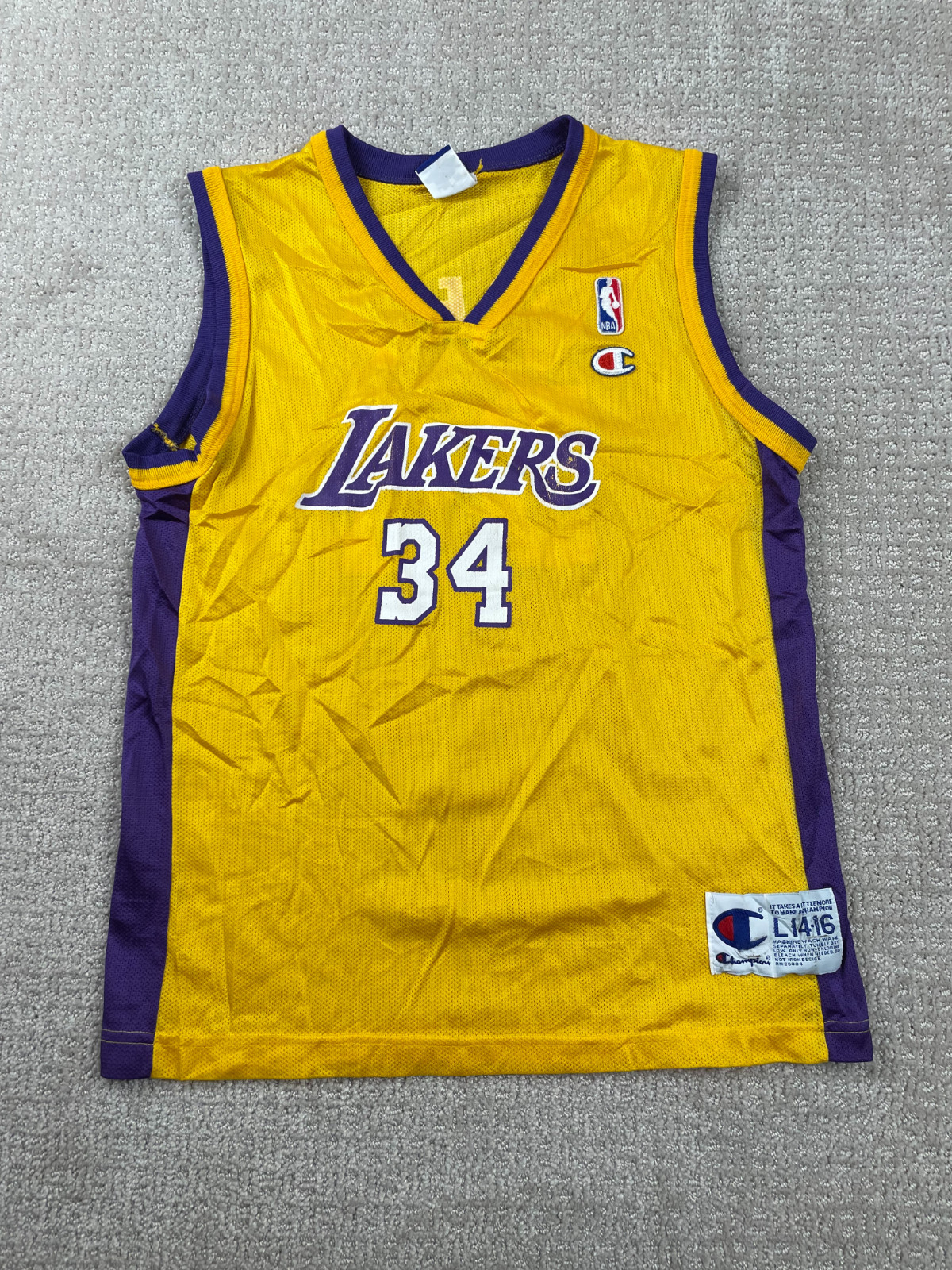 Vintage Los Angeles Lakers Shaquille O'Neal Champion Jersey Youth L NBA 90s