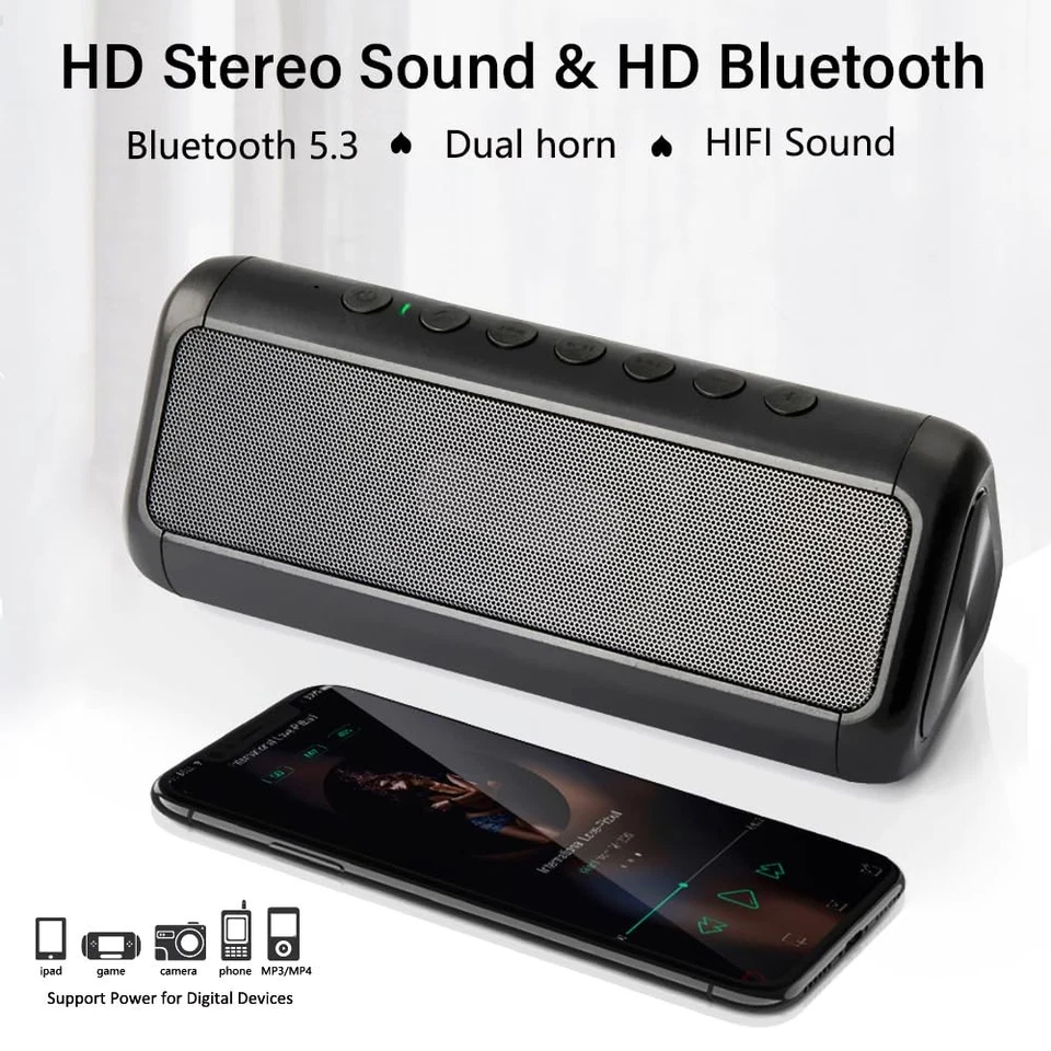 Altavoz Solar Bluetooth Portátil Inalámbrico, Tiempo de Reproducción 50H con Sonido Estéreo HD,... Foto 2 de 4