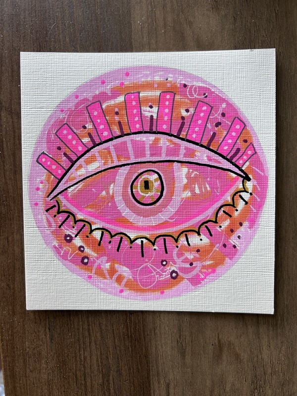 Evil Eye Acrylic Painting Original 5x5” on Acrylic  Paper-Tracey Bower Art