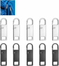 10Pcs Zipper Pull, Metal Zipper Pull Replacement, Detachable Zippers Pull Tabs, 