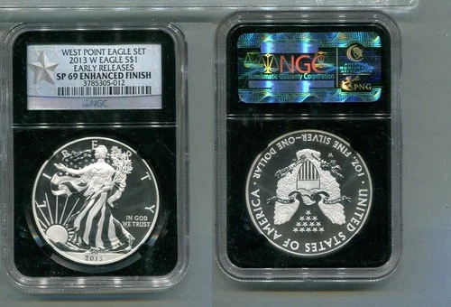 2013 W AMERICAN SILVER EAGLE 1 OUNCE .999 FINE ENHANCED FINISH NGC SP69 6945T