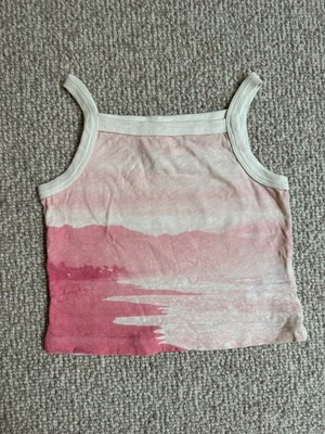 J. Crewcuts Girls Cropped Tank Top Ivory Orange Girls Size 6-7 NWOT