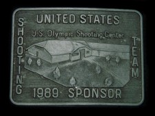 TA11127 VINTAGE 1989 OLYMPIC SHOOTING CENTER US SHOOTING TEAM BELT BUCKLE