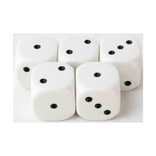 Koplow Jumbo Dice Jumbo d6 - White (Pipped) (5) New