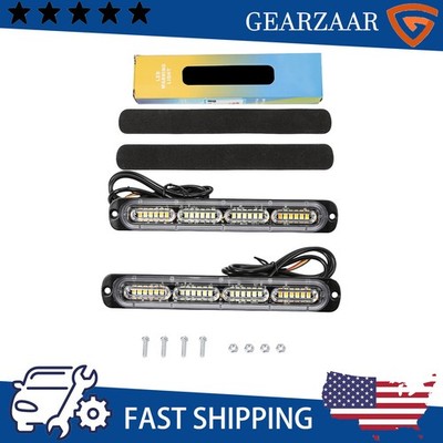 2PCS 12-24V Amber/White Led 12-24V Amber/White Led Emergency Strobe Lights Bar
