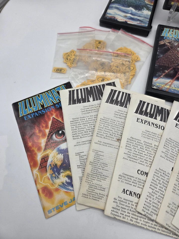 Illuminati By Steve Jackson Game w/ Expansion Sets 1,2,3 Rare Vintage Conspiracy - Image 2 of 4