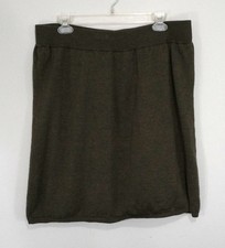 Eileen Fisher Green Knit 100 Merino Wool Green Skirt Size PL Large Petite