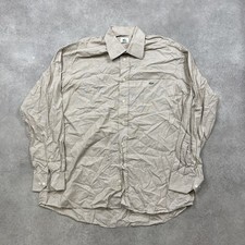 Lacoste Button Down Mens 42" Vintage Long Sleeve Shirt, Beige