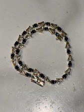 💎✨ ELEGANT VINTAGE 14K BLUE SAPPHIRE & DIAMOND DAINTY BRACELET ✨💎