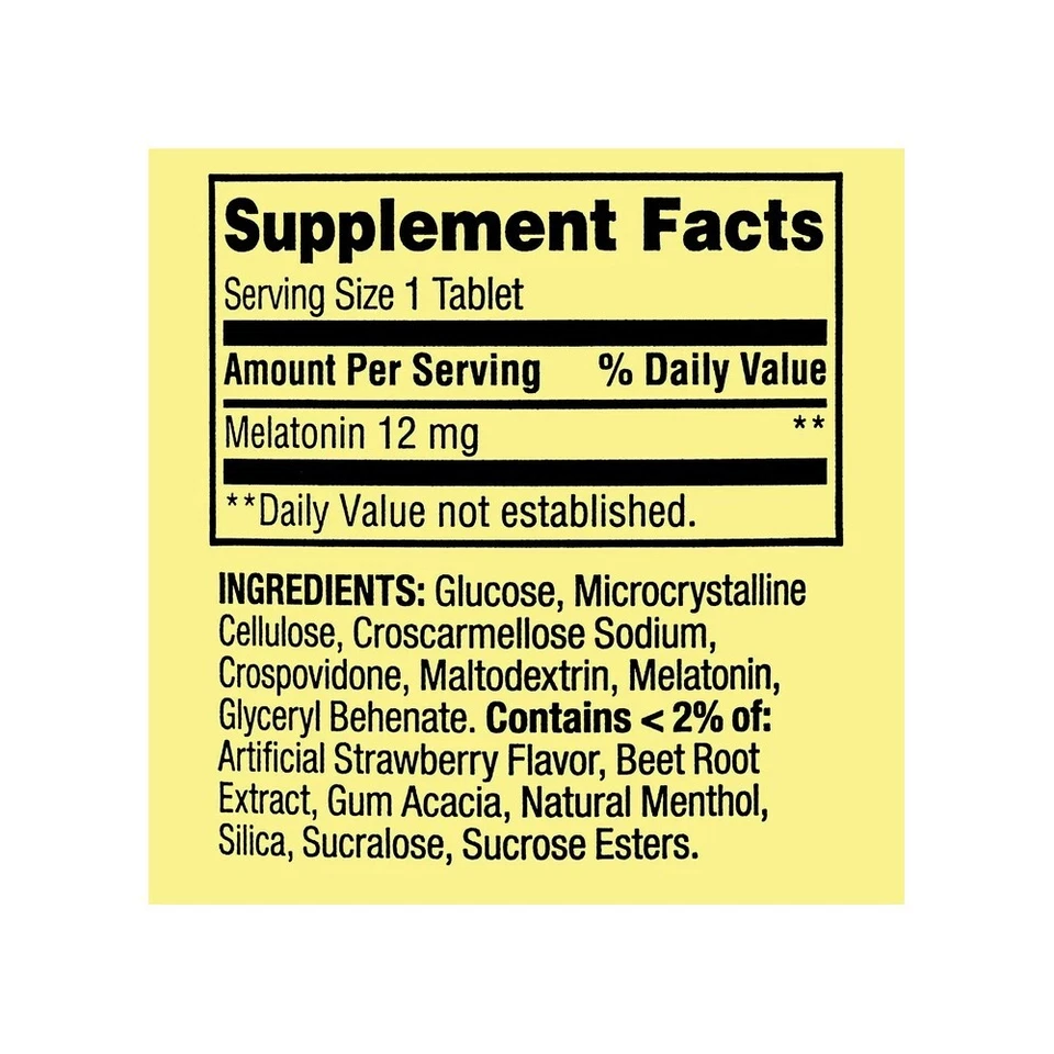 Spring Valley Fast-Dissolve Melatonin 12mg 60 Count Vegetarian Tablets - Image 3 of 4