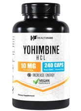 Healthfare Yohimbine HCL 10mg | 240 Capsules Support Energy Max Potency Formula