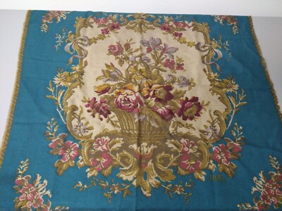 Stunning Club 7 ECHO Vintage Square Scarf 100% Wool Needlepoint inspired Basket