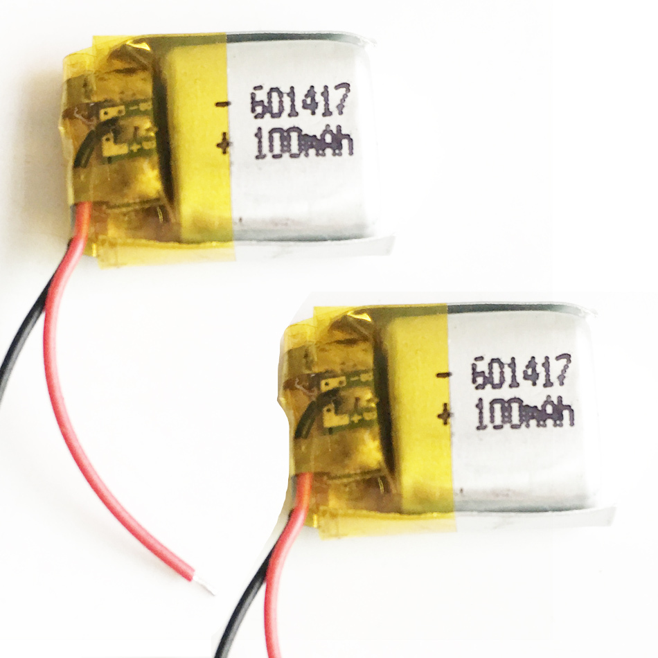 2 Pack 3.7V 100mAh Lithium Polymer (LiPo) Rechargeable Batteries - For MP3, GPS, Bluetooth Devices (Model 601417)