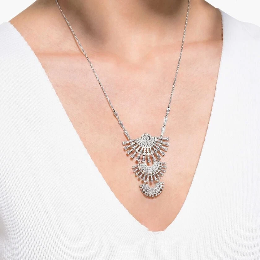 Collar Swarovski Brillante Danza Cuadrante Grande Blanco Chapado en Rodio 5564432 Foto 4 de 4