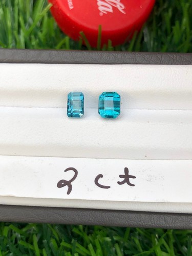 2 Ct Natural Emerald Cut Blue Indicolite Tourmaline Gemstone From Afghanistan - Picture 10 of 18