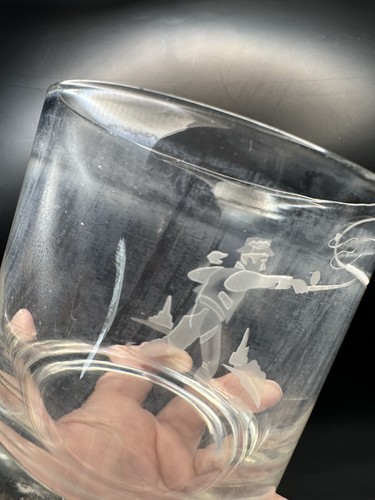 Vintage Etched Whiskey Glasses (3) Fly Fishing glass is clear, but cloudy AS IS - Picture 7 of 14
