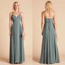 Birdy Grey Kaia Chiffon Sea Glass Formal Bridesmaid Maxi Dress Size XS NWT