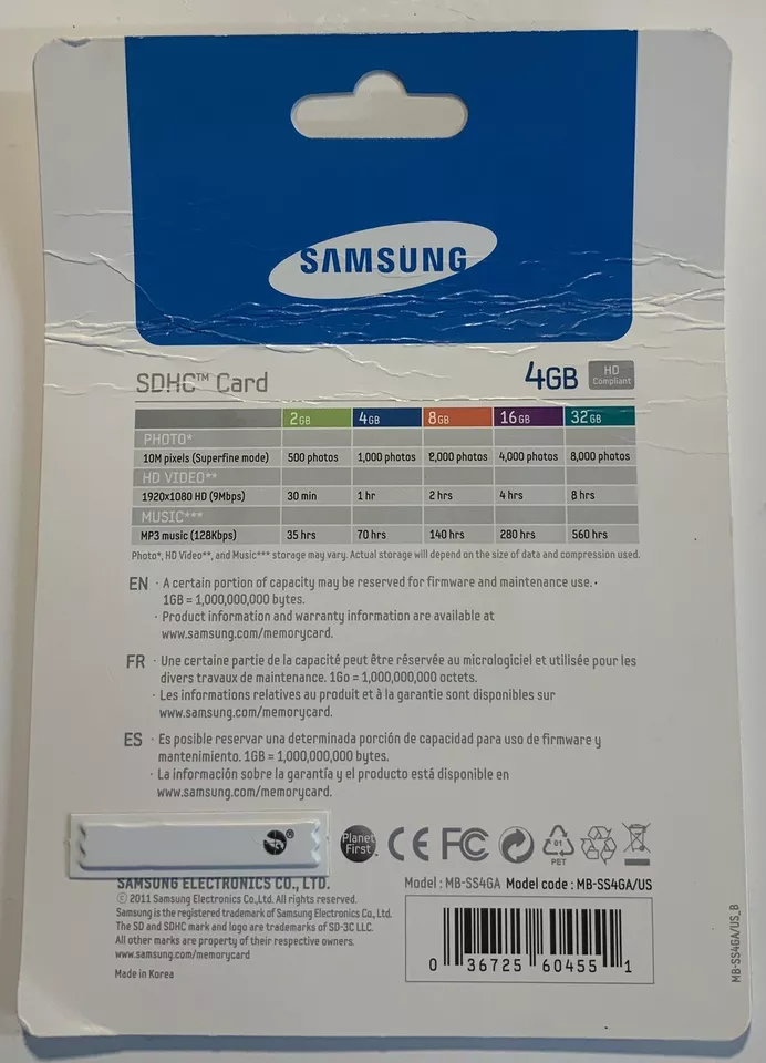 Samsung 4 GB High Speed SDHC Card Brushed Metal Water/Shock/ Magnet Proof - Image 2 of 2