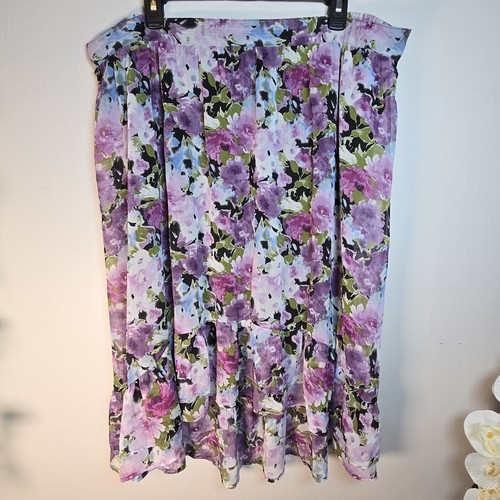Notations Women's Floral Multi-Color Short Ruffle Chiffon Skirt Plus Size 2X - Picture 7 of 8