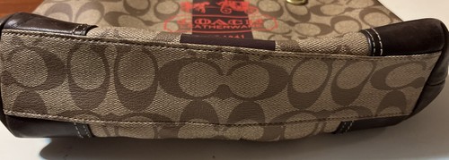 COACH Authentic Brown Signature Heritage /Stripe Leather PVC Shoulder Tote 11349 - Picture 5 of 10
