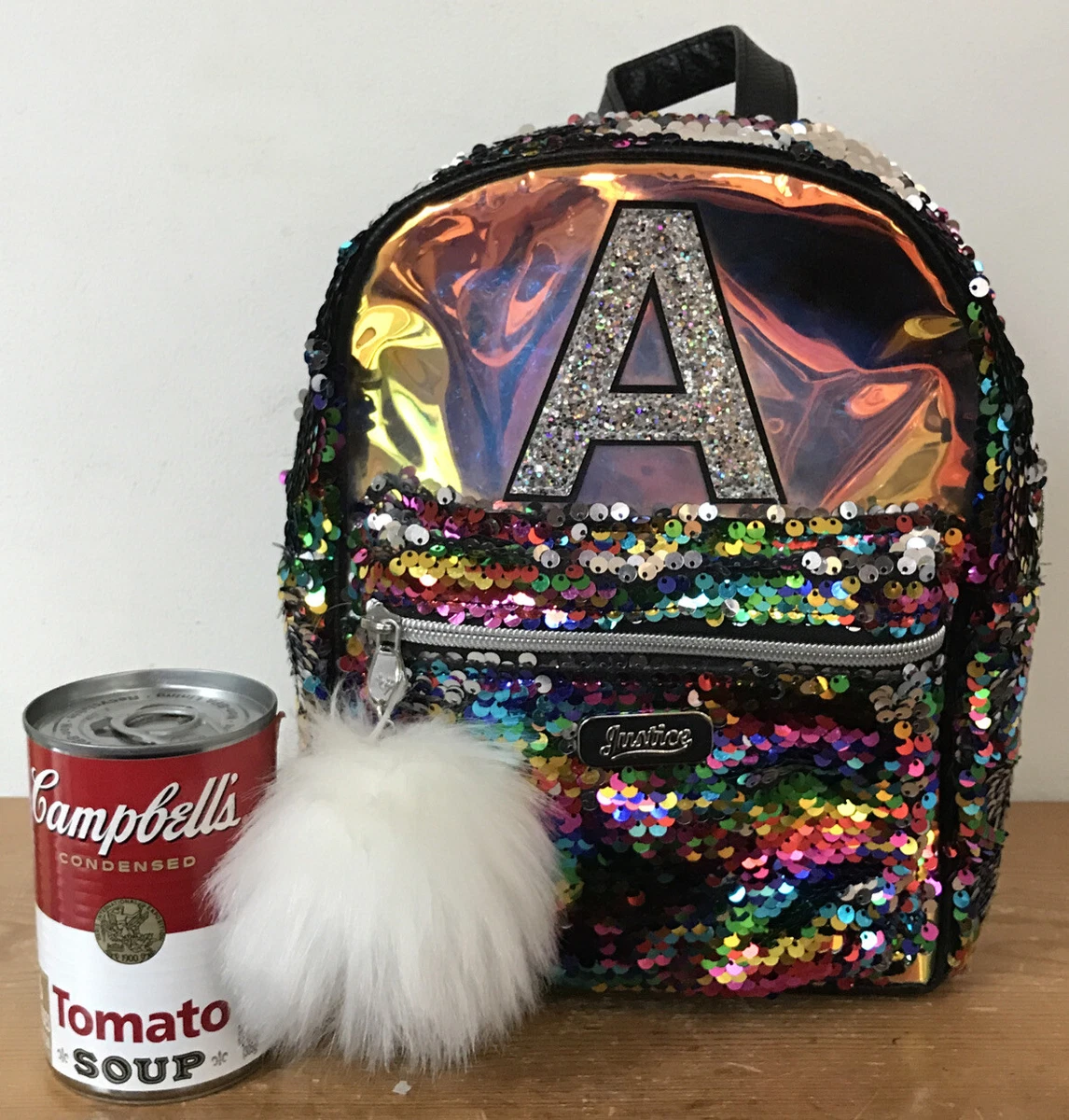Justice Reversible Rainbow Metallic Sequins A Initial Mini Backpack Purse |  eBay