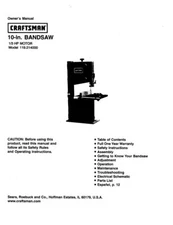 Owner's Manual & Parts List  Sears Craftsman 10" Band Saw - Model 119.214000