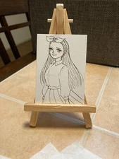 ACEO Original Mixed Media Painting Art Card ATC Pinup girl #736