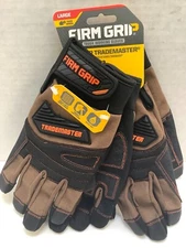 FIRM GRIP TradeMaster Gloves, Large, Tan, Duck Canvas Back, Breathable, 2 Pairs