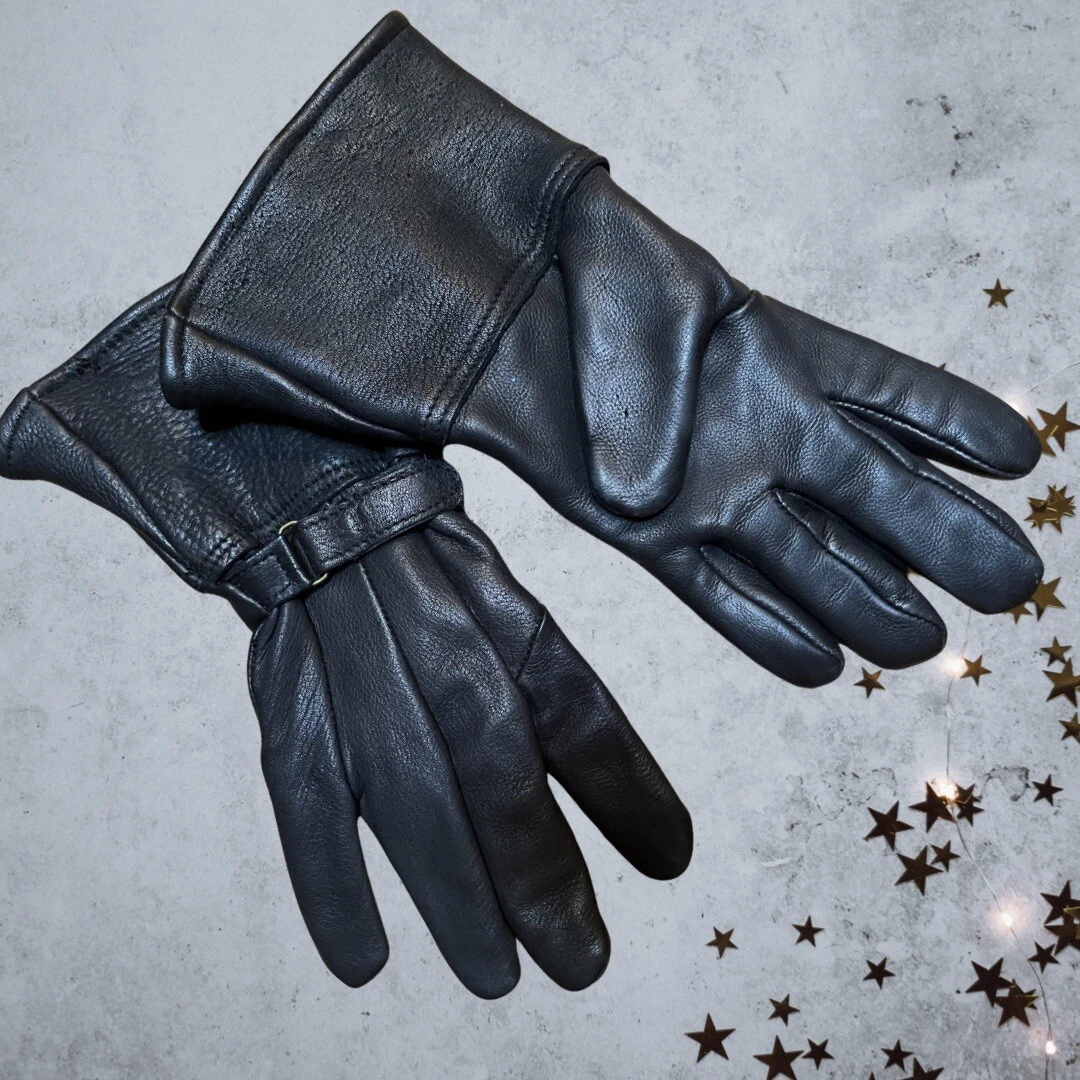 Black Deerskin Leather Winter Gloves women L men M soft adjustable cuff
Opens in a new window or tab