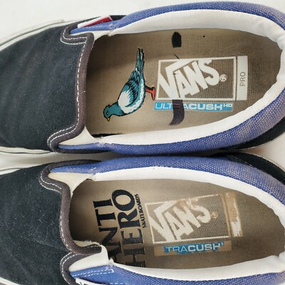 Vans Antihero Skateboard Shoes Size 7.5 Black Blue Slip-on | eBay