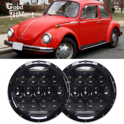 2x 7'' LED Scheinwerfer Abblendlicht Fernlicht Runden DOT SAE E9 für VW Beetle
