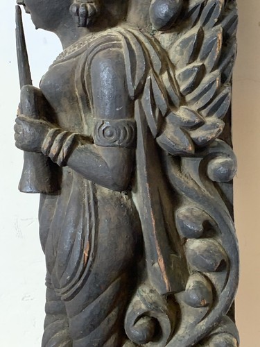 Antique 17-18th Century Indian Wood Temple Strut Carved Krishna Deity - Picture 11 of 24