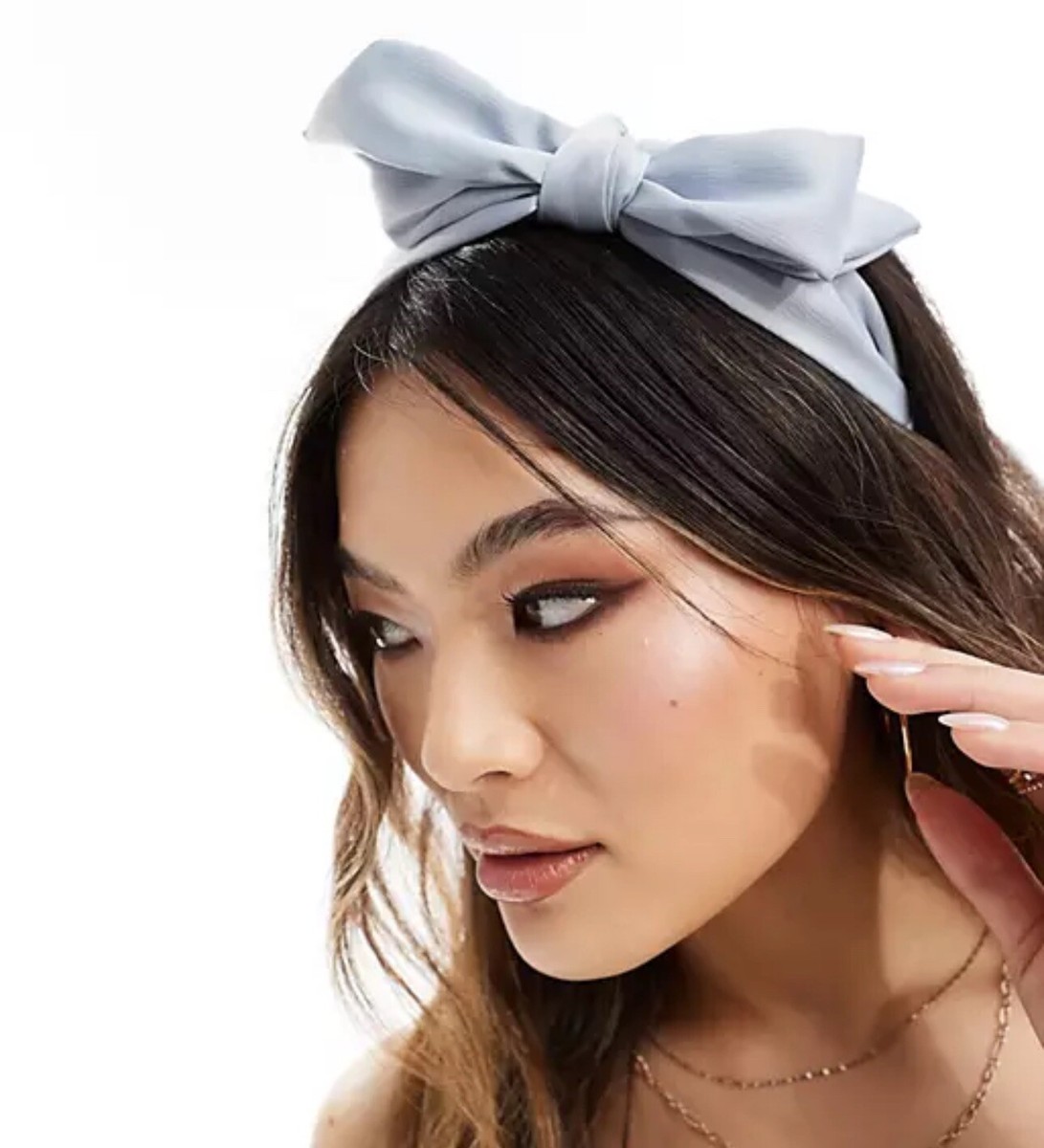Kristin Ess Satin Headband Vintage Blue With Box Hair Band 