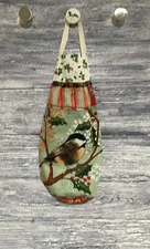 Plastic Grocery Bag Rag Sock Holder Black-capped Chickadee Snowflakes Holly