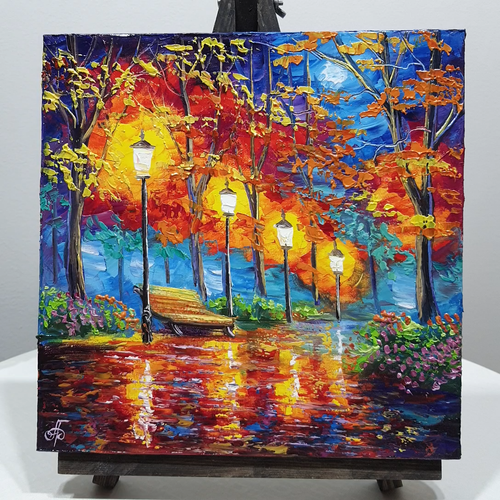 Hand Painted Original Autumn Park Artwork Decor Gift Wall Art Ukrainian Artist - Video 1 of 1