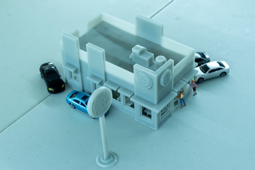 HO Scale Modern Burger Restaurant Building V2 - Picture 3 of 11