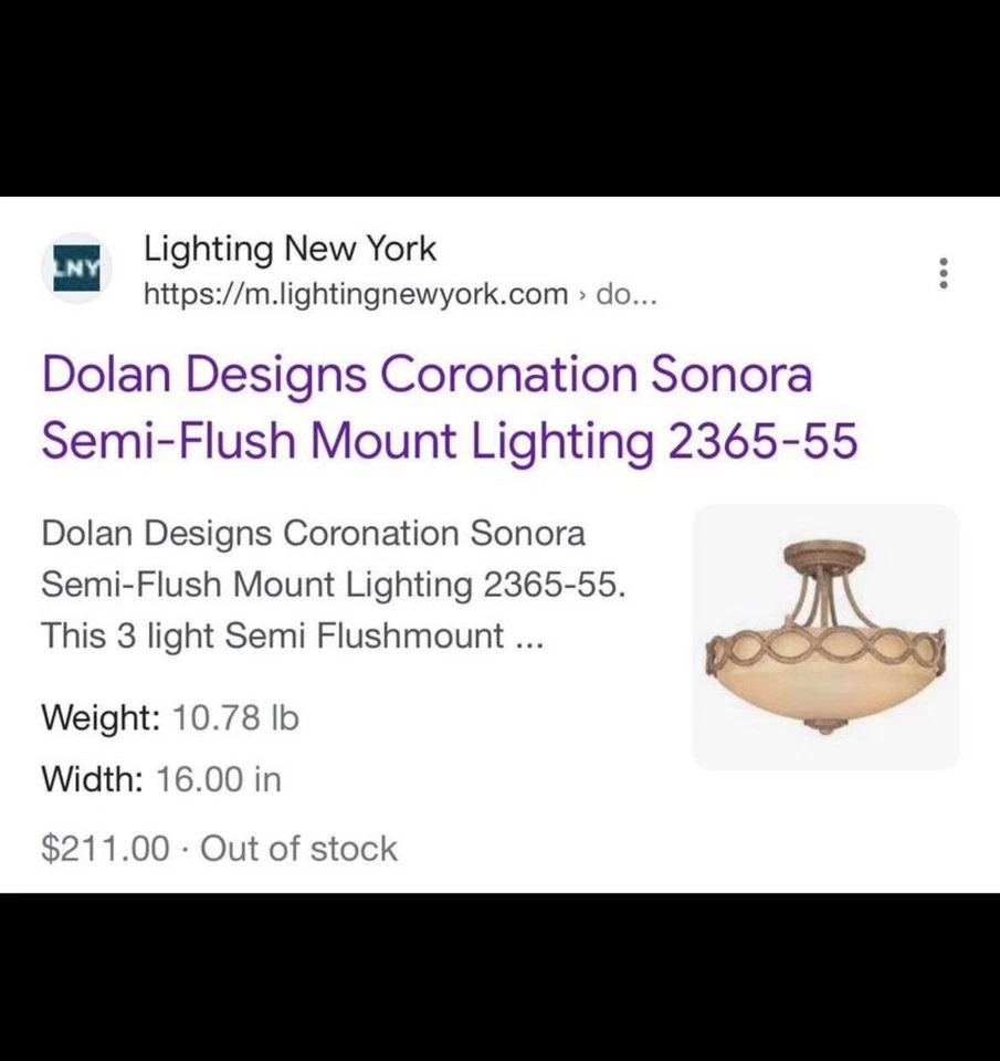 Dolan Designs Coronation Sonora Semi-Flush Mount Lighting 2365-55 - Image 3 of 3