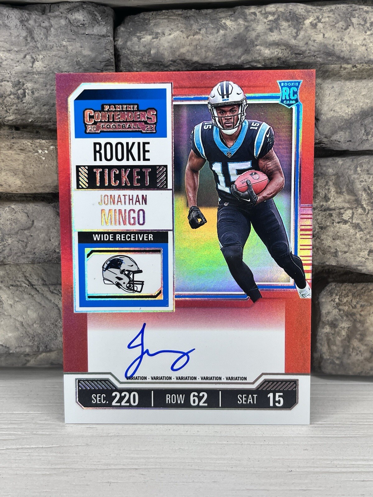 2023 Contenders Jonathan Mingo FOTL RED ZONE Rookie Ticket Auto 🔥 Panthers