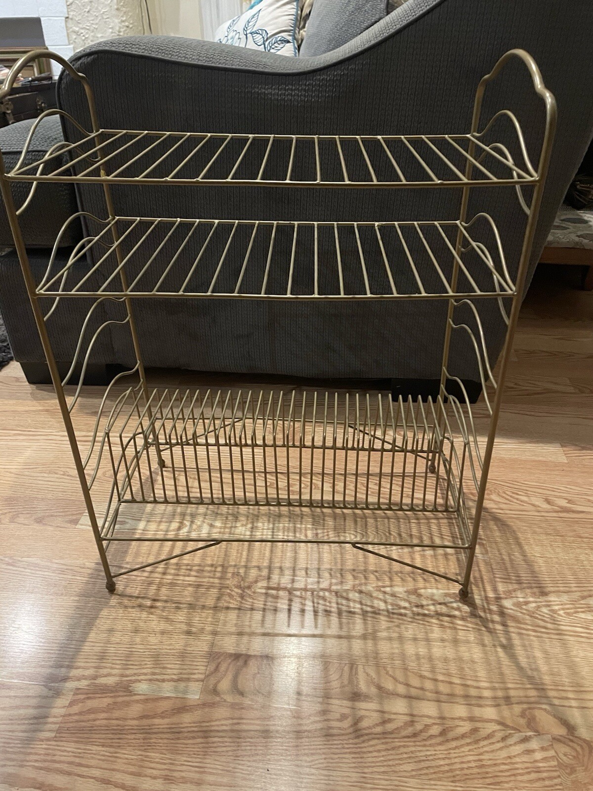 mid century vintage metal record stand Holds Records And Player 25.5 X 20 X 11.2