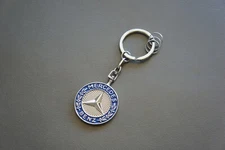 Genuine Mercedes-Benz Vintage Classic Star Logo Silver Stainless Steel Keychain