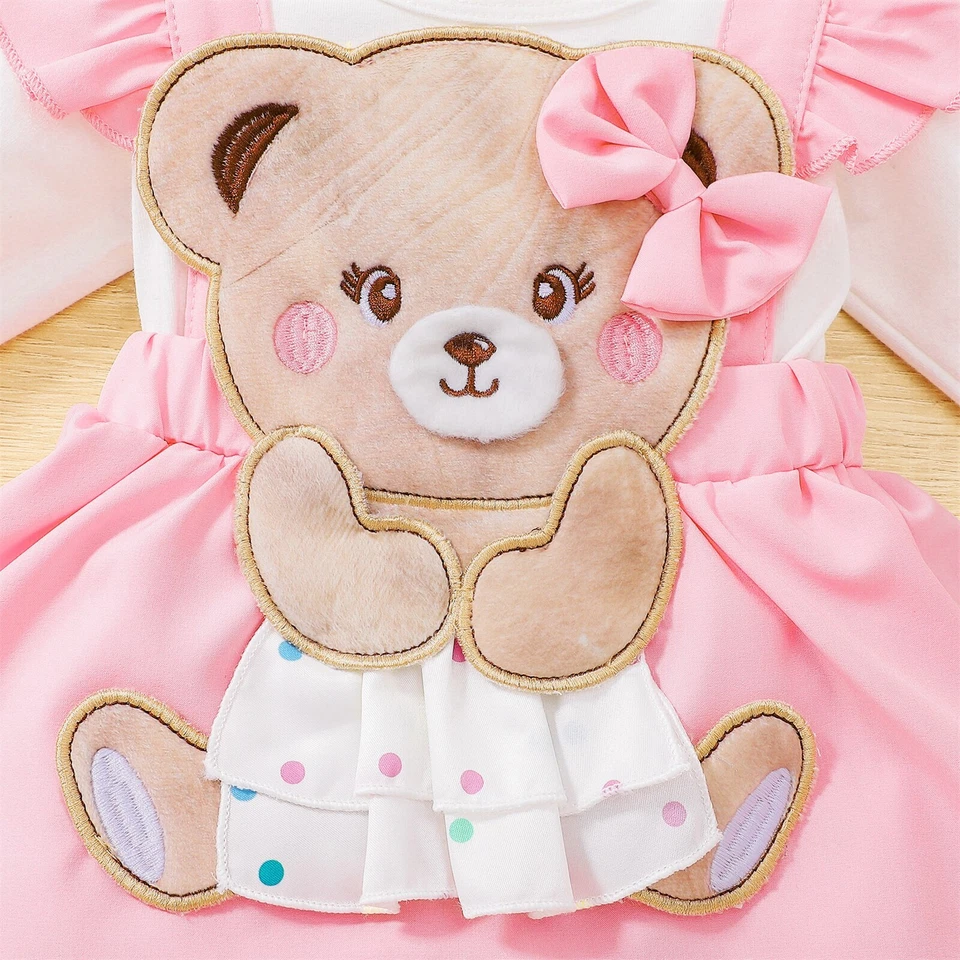 Mono recién nacido recién nacido monos 95% algodón bordado oso mameluco con Foto 2 de 4