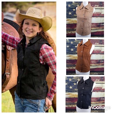 Wyoming Traders Womens Arizona Snap / Zip Up Canvas Ranch Wear Cowgirl Vest