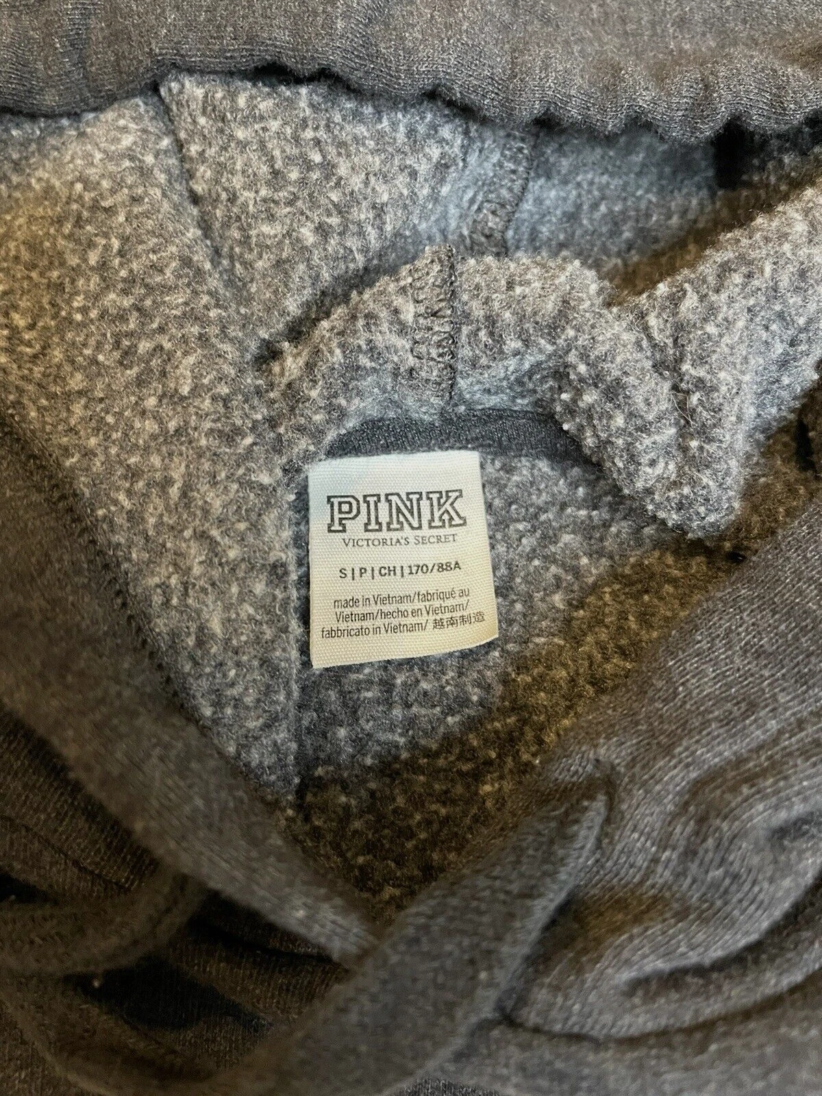 UNDERCOVER Maglione con cappuccio Victorias Secret donna taglia small grigio con stampa animale rosa