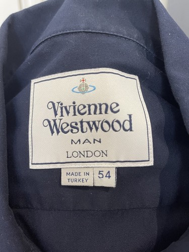 VIVIENNE WESTWOOD Navy Blue Men’s Shirt 46’ Chest Logo Embroidery Short Sleeves - Picture 8 of 12