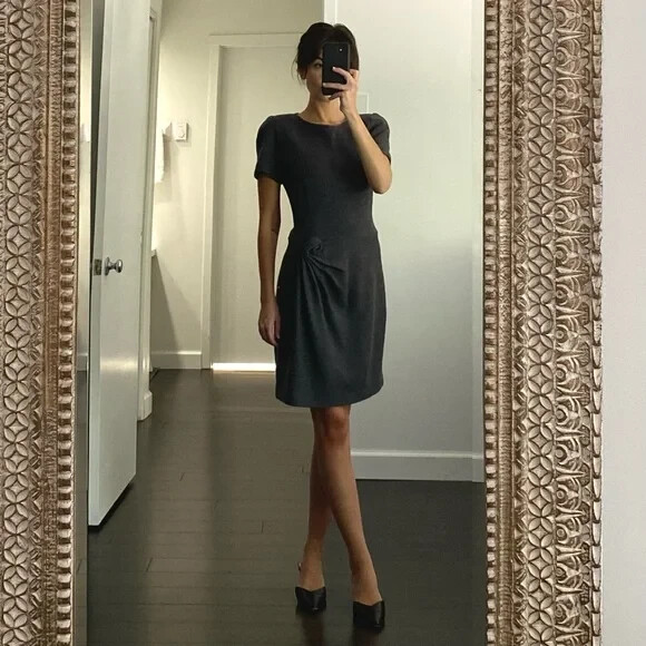 issa knit dress London Wool Twist Front Mini Sweater Grey Size 6 Homecoming Short Dresses On Sale