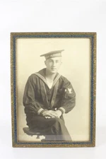 Vintage Large Studio B&W Photograph U.S. Naval Airman Trainee Pensacola FL