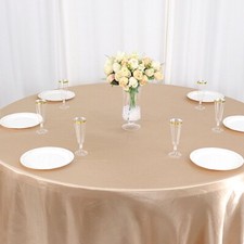 Nude 120" ROUND Satin TABLECLOTH Wedding Party Home Kitchen Tabletop Linens