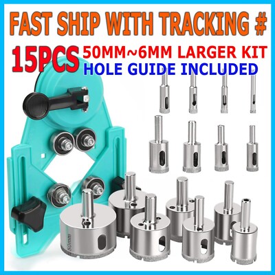 6-50mm Diamond Core Hole Saw Drill Bits Tool Cutter + Guide Tiles Marble Glass